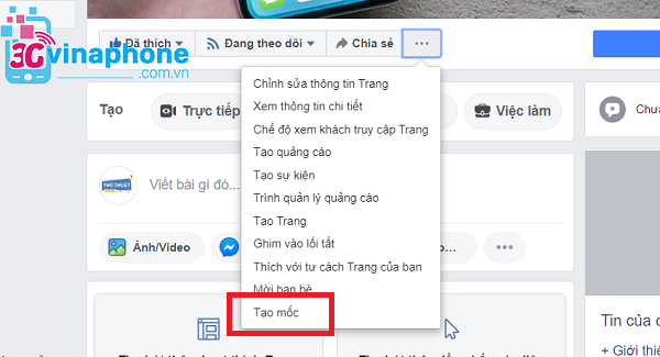 cách tạo mốc trên Fanpage Facebook