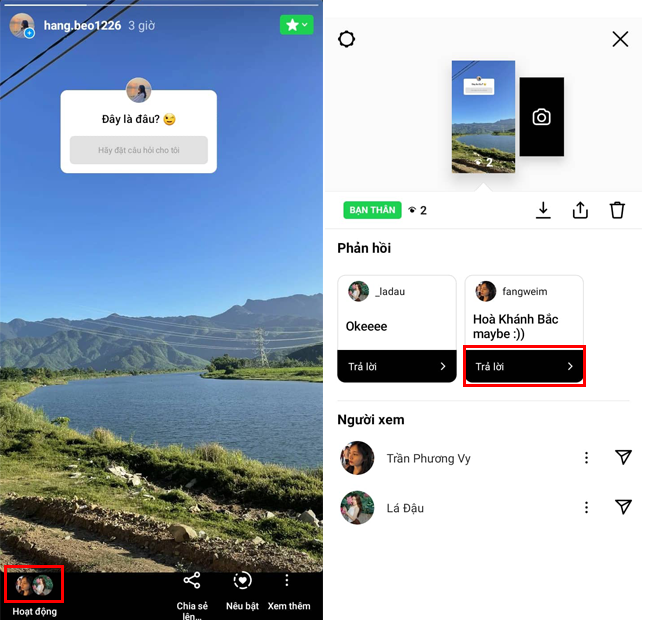 cach tra loi cau hoi tren instagram