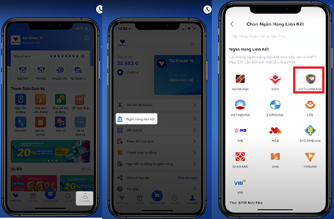 liên kết VNPT Pay với Vietcombank