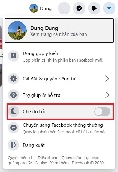 Cac buoc bat che do toi tren facebook may tinh