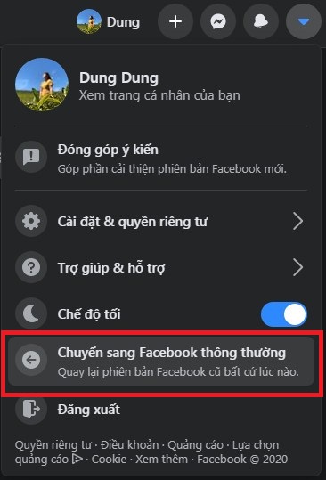 Cac buoc bat che do toi tren facebook may tinh