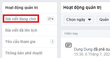 Cac buoc xem bai viet dang cho duyet trong group facebook