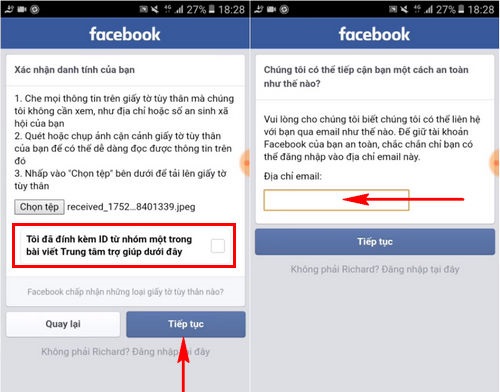 xác minh danh tính Facebook bằng CMND