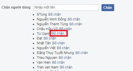 Cac buoc xem danh sach bi chan tren facebook