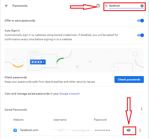 xem mật khẩu Facebook trên máy tính