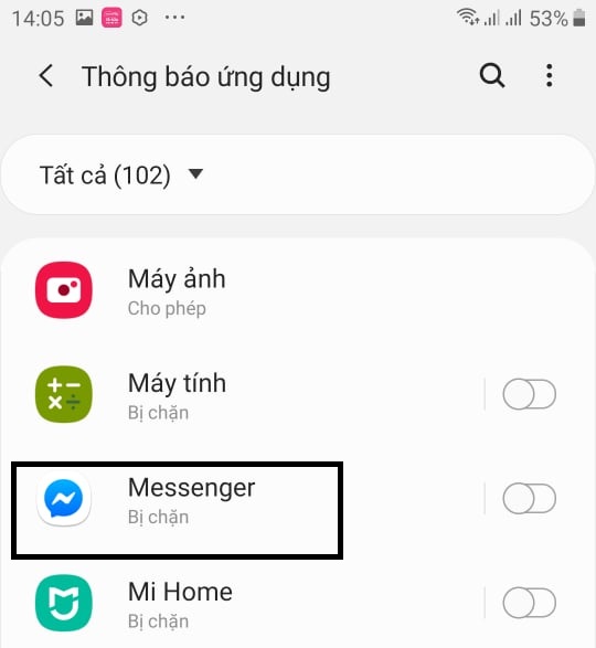 cuộc gọi Messenger không hiển thị trên màn hình