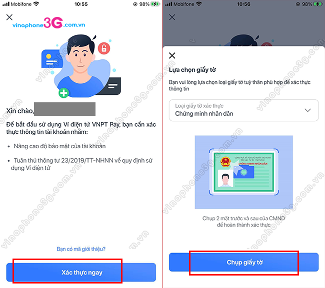 cach xac thuc tai khoan vnpt pay