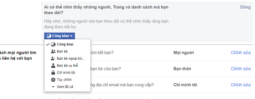 cach chinh quyen rieng tu tren facebook thanh cong khai