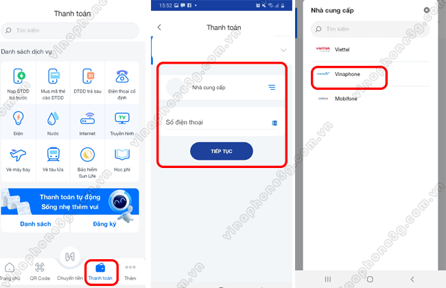 thanh toan tra sau VinaPhone online