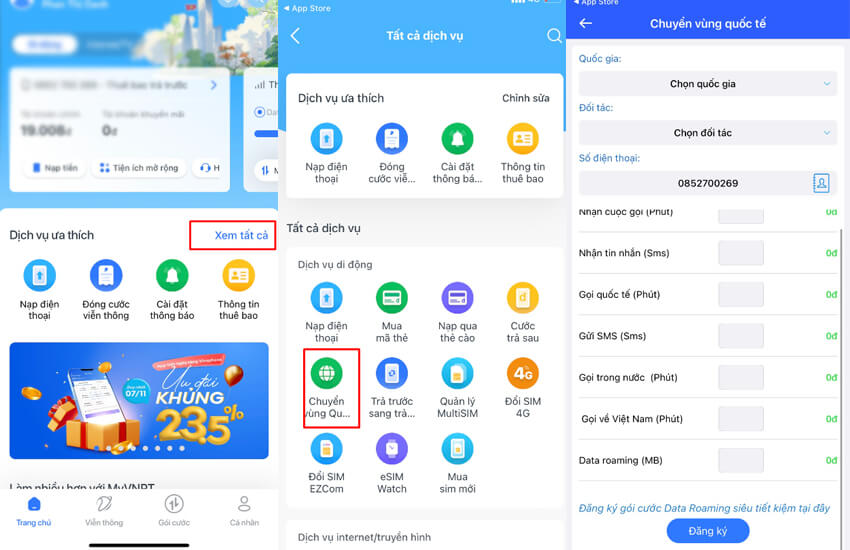 huong dan kiem tra sim vinaphone chuyen vung quoc te chua