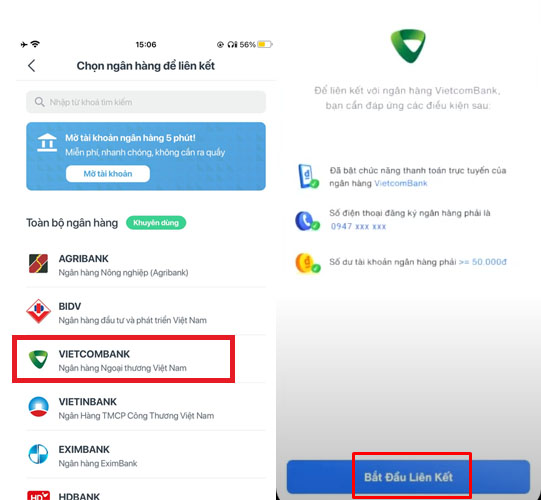 Cach lien ket ngan hang voi vi VNPT Money