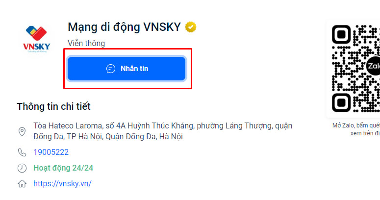 Số hotline gặp tổng đài viên VNSKY? Phí cuộc gọi bao nhiêu? VNSKY CSKH qua Zalo